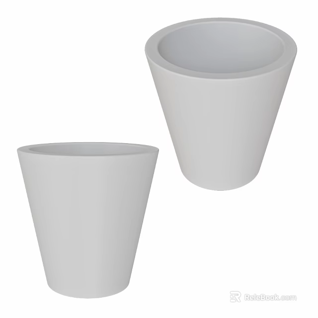 Elegant Modern White Conical Planters With Minimalist Design And Smooth Surface 3d model