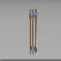 Five Shiny Arrows With Orange Shafts and Blue Arrowheads on Gray Background