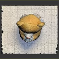 Yellow Teddy Bear Doll Praying With Folded Hands Closed Eyes On Paper Platform