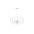 Elegant Modern Glass Chandelier With Candle Shaped Bulbs And Multiple Arms