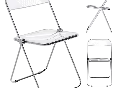 Transparent Folding Leisure Chair with Metal Frame and Multiple Angles 3d model
