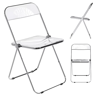Transparent Folding Leisure Chair with Metal Frame and Multiple Angles 3d model