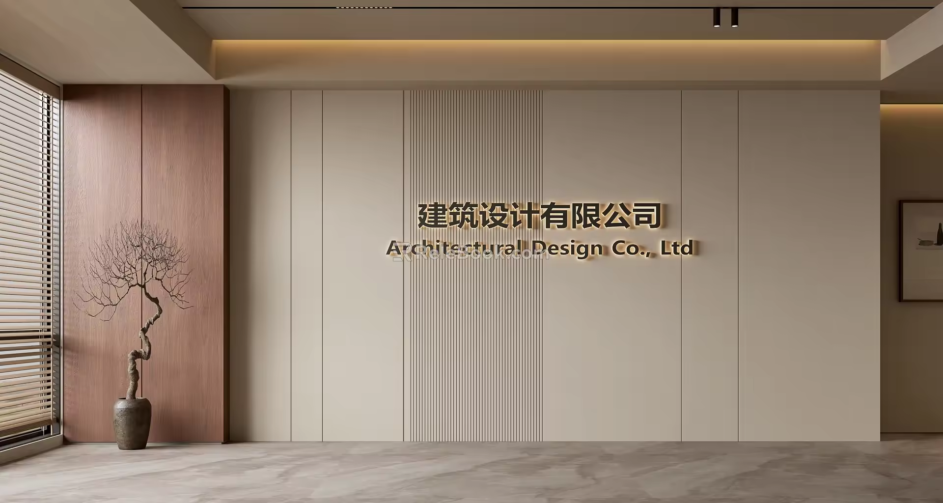 Song style front desk background wall simple background wall front desk reception area background wall company front desk background wall 3d model