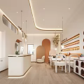 Modern Bright Beauty Hair Salon Interior Design With White Counter Tables Chairs And Product Shelves