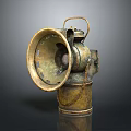 Vintage Lighting Combination Featuring Antique Brass Lamp With Classic Metal Handle Design