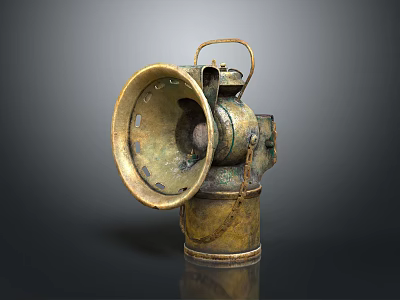 Vintage Lighting Combination Featuring Antique Brass Lamp With Classic Metal Handle Design 3d model