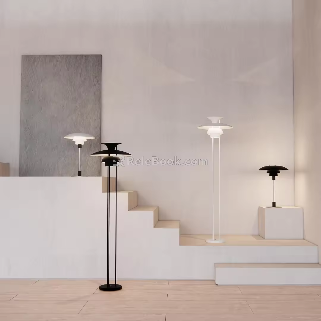 Modern Lamp Combination Simple Multi-layer Metal Floor Lamp Table Lamp Combination 3d model