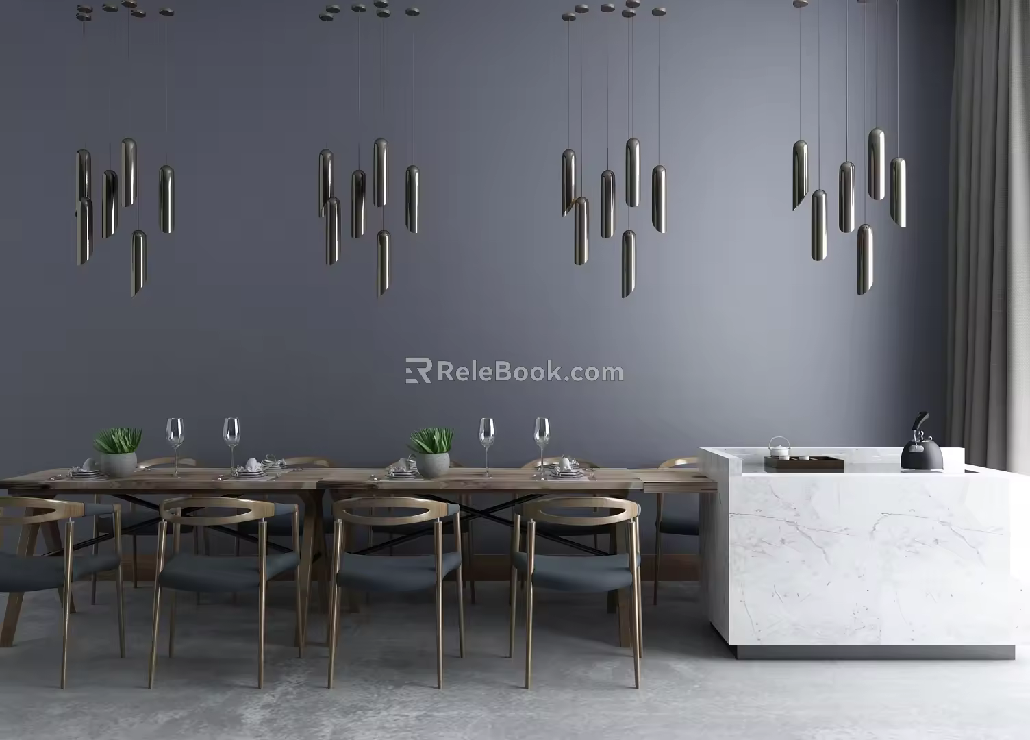 Open kitchen water bar combination 3d model