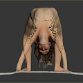 Woman Bending Forward In Yoga Pose On White Mat With Gray Background