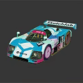 Blue White Pink Racing Car With ChatGPT Livery And Streamlined Sporty Design