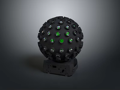Black Circular Stage Lighting Equipment With Multiple LED Bulbs And Green Lights 3d model