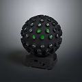 Black Circular Stage Lighting Equipment With Multiple LED Bulbs And Green Lights