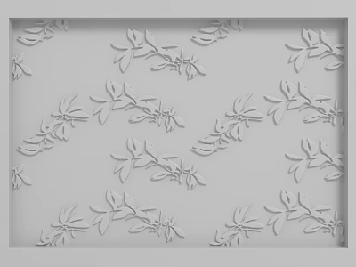 Artistic Elegant White Decorative Background Wall With 3D Relief Floral Patterns 3d model