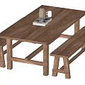 Wind dining table and chair combination 3d model