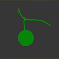 Fresh Green Gourd Hanging From Branch On Dark Background With Reflection 3d model
