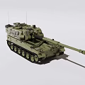 Military Green Battle Tank With Long Barrel Tracks And Turret Design
