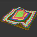 Detailed 3D Terrain Model With Mountain Ranges Green River And Orange Base