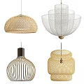 Modern Chandeliers with Woven Metal Mesh Striped and Golden Designs