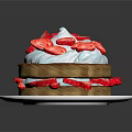 Delicious Layered Strawberry Dessert with Whipped Cream and Fresh Strawberry Slices on White Plate