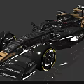 Black And Gold Formula 1 Race Car With Aerodynamic Design And Sponsor Logos