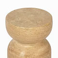 Light Brown Wooden Side Table with Minimalist Round Top and Cylindrical Base Natural Texture