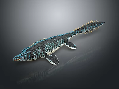 Ichthyosaur Model With Streamlined Body Blue Black Stripes Pointed Head Long Tail And Flippers 3d model