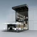 Coffee and bread stores, shopping malls, shops along the street, modern industrial style, simple decoration 3d model