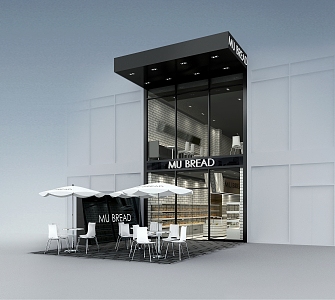 Coffee and bread stores, shopping malls, shops along the street, modern industrial style, simple decoration 3d model