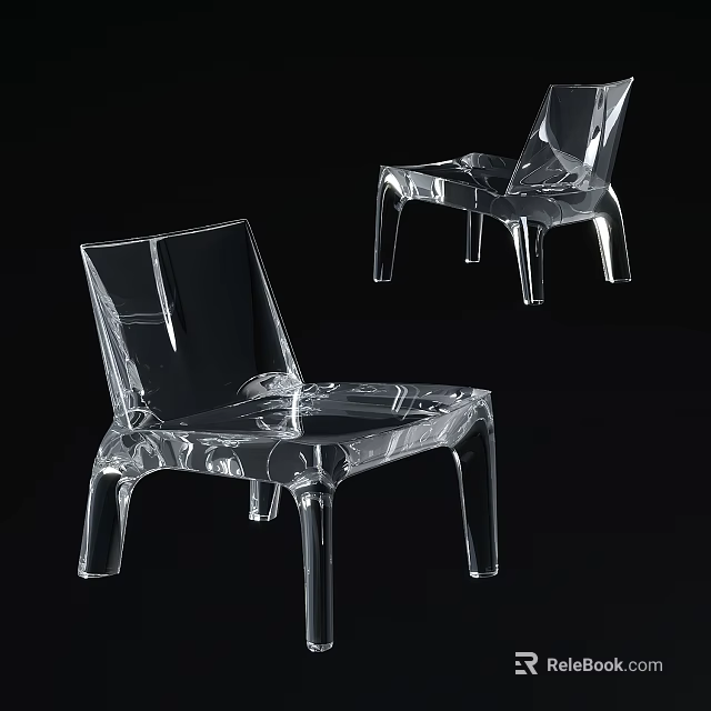Clear Modern Lounge Chairs With Transparent Acrylic Frame And Sleek Design 3d model 