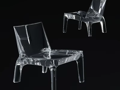 Clear Modern Lounge Chairs With Transparent Acrylic Frame And Sleek Design 3d model