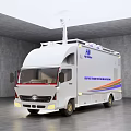 White Functional Vehicle With JL Logo Satellite Antenna And Blue Red Stripes