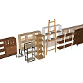 Multi tiered Display Shelves With Wooden And Metal Frames For Retail And Home Storage
