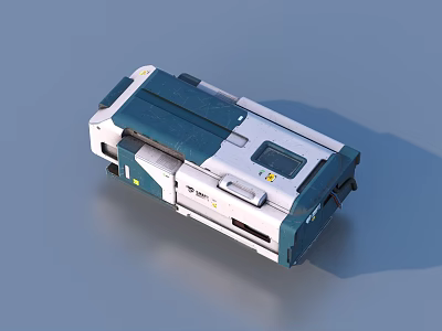 3D Model Of Modern Blue And White Technical Device With Panel Structure Design 3d model