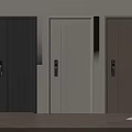 Modern Sleek Security Doors In Black White Brown With Vertical Panels And Locks 3d model