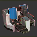 Modern Aircraft Seat Design With Blue Panel White Frame Armrest And Storage Compartment 3d model