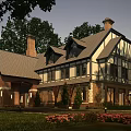 Tudor-style Detached Villa Exterior With Brick Walls Timber Framing And Landscaped Garden
