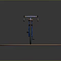 Purple Frame Bicycle With Blue Wheels And Orange Seat On Circular Wooden Platform