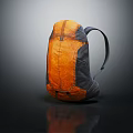 Stylish Modern Orange And Gray Backpack With Textured Surface And Adjustable Straps 3d model