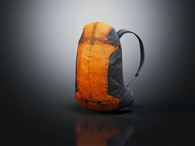 Stylish Modern Orange And Gray Backpack With Textured Surface And Adjustable Straps 3d model