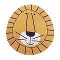 Round Lion Face Shaped Carpet With Yellow Base And Black Lines White Cheeks