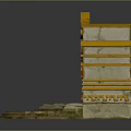 Ancient Temple Entrance Structure With Golden Decorations And Blue Glowing Hexagonal Base