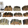 Modern Timber Stack Firewood Spade 3d model