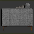 Light Gray Fabric Two Seater Sofa With Three Beige Cushions And Wooden Legs