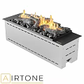 Modern White Freestanding Fireplace Interior With Flames Logs And Black Stones