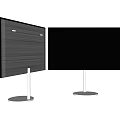 Modern Television With Gray Striped Design Black Screen And Silver Stand Base 3d model