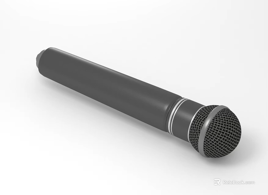 Classic Black Handheld Microphone With Cylindrical Design And Metal Mesh Grille 3d model 