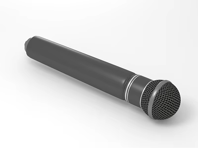 Classic Black Handheld Microphone With Cylindrical Design And Metal Mesh Grille 3d model