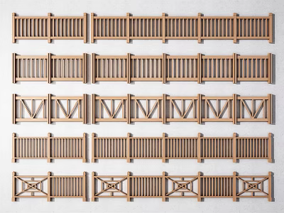 New Chinese Guardrail Railing Guardrail Fence 3d model