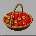 Beautiful Wicker Basket Filled with Fresh Ripe Strawberries and Yellow Flowers