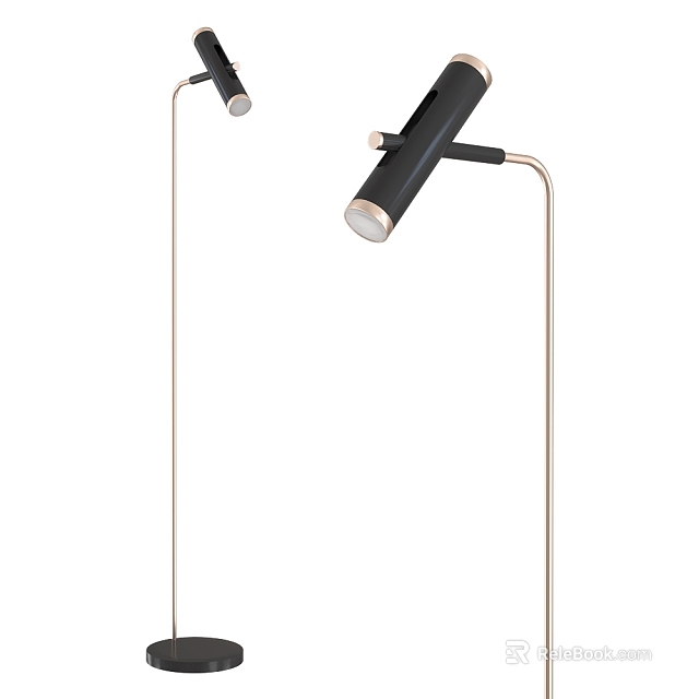 Modern Black And Silver Floor Lamp With Adjustable Arm For Living Room 3d model 